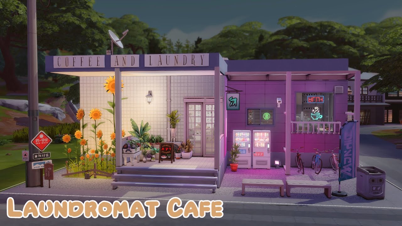 Laundromat Café ☕🧺 | Coffee & Laundry | The Sims 4 | No CC - Gallery ...