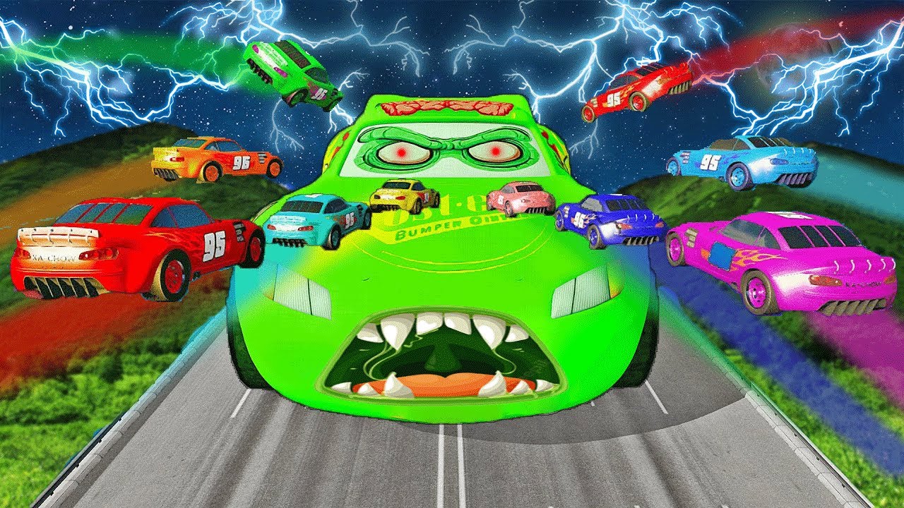 САМАЯ БОЛЬШАЯ ЗОМБИ-МАШИНА В МИРЕ против МАШИН PIXAR в BeamNG.drive