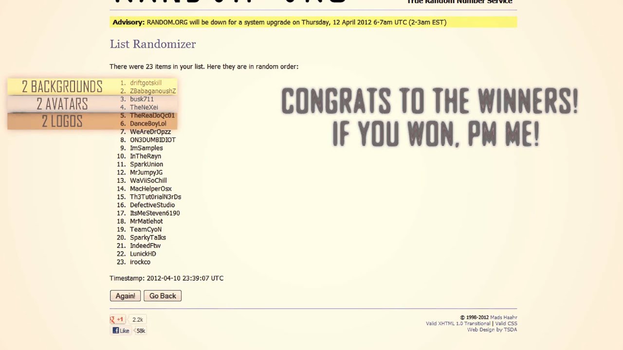 GFX Giveaway Results