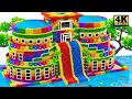 Crafting a Dual Rooftop Water Slide to Villa Swimming Pool using Magnetic Balls | ASMR Video