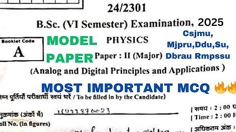 Bsc 6th Semester Physics Second Paper |  Model Paper| Analog and Digital Principles and Applications