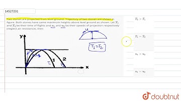 Two stones are projected from level ground. Trajectory of two stones are shown in figure. Both