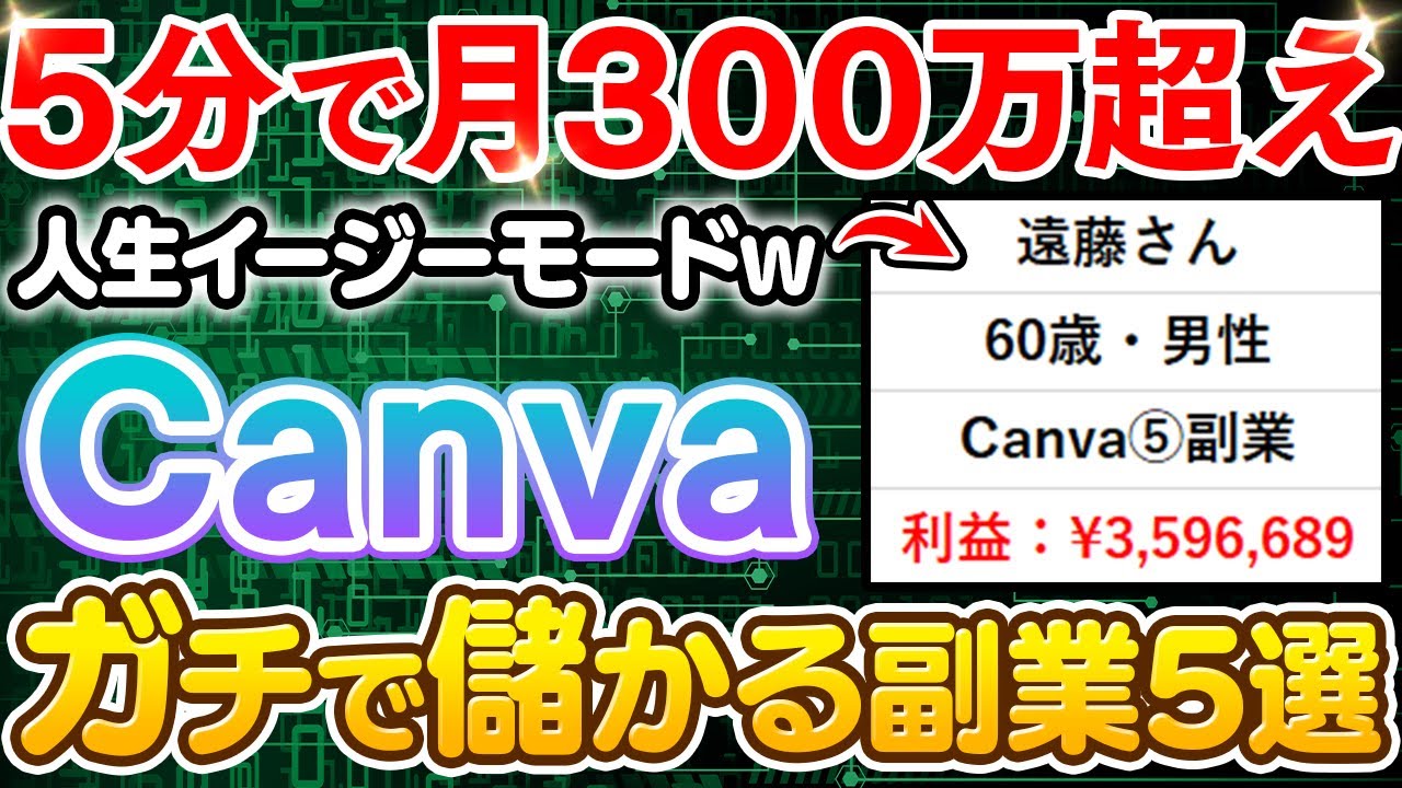 【副業】Canvaだけで月300万！初心者でも出来るおすすめ副業5選の使い方と収益化方法を解説します！【在宅ワーク】【AI副業】【ChatGPT】【フリーランス】