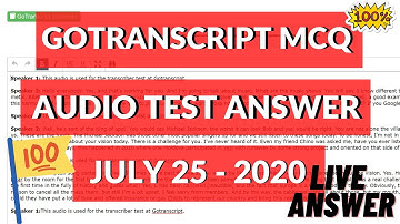 GoTranscript  MCQ and Audio Test Answer October 2020 (1000% Correct Solution) | Audio Answer Link