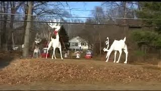 Two 15-foot tall wooden reindeer targeted by vandals have been repaired by students from Westfield Vocational High School.