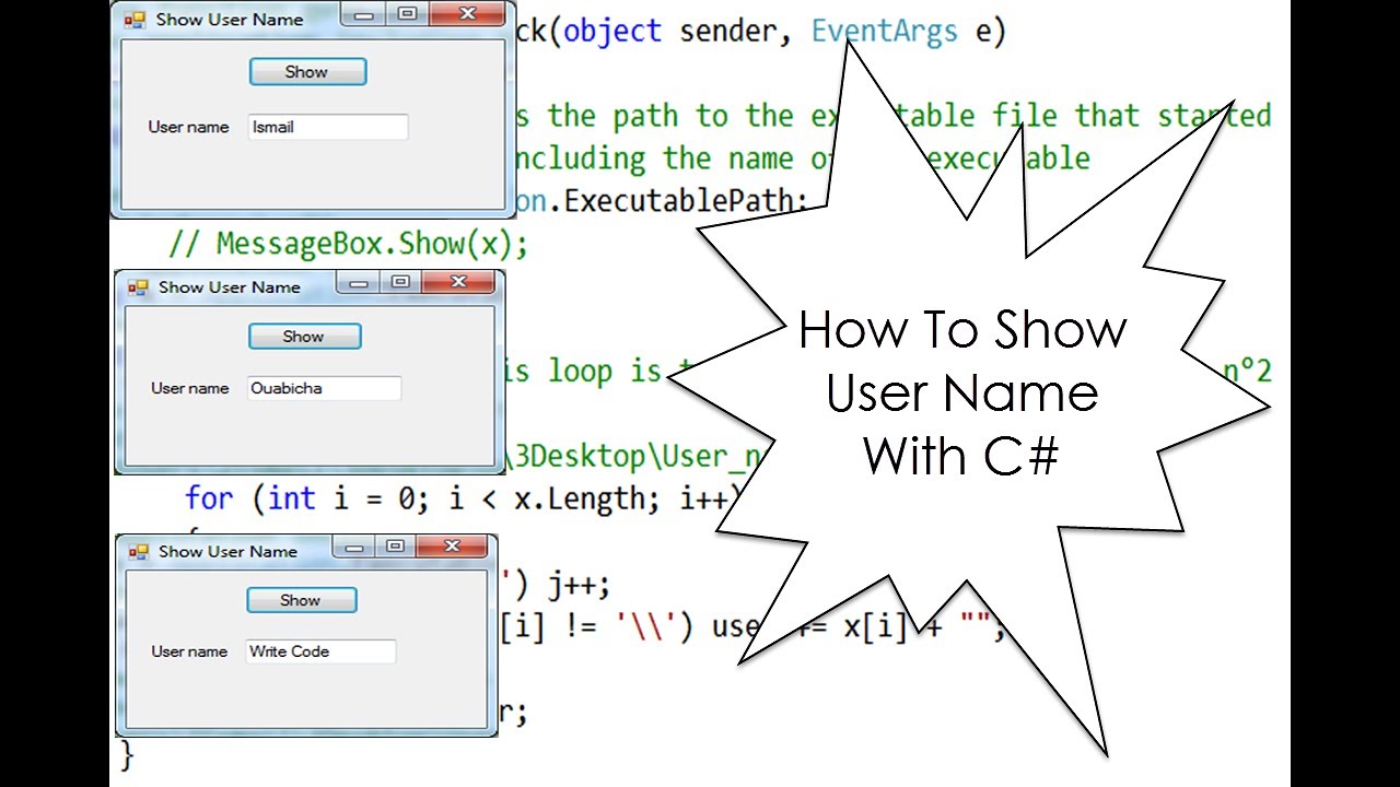 How To Show User Name With C# - YouTube