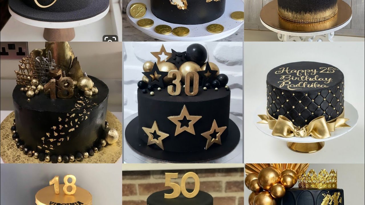 Black And Gold Birthday Cake Ideas 2022/Birthday Cake Ideas/Black Cake/Golden  Cake/New Cake Design 