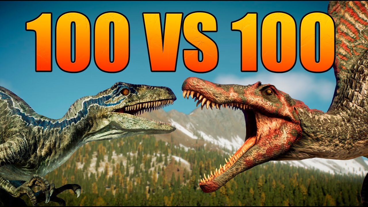 100 рапторов против 100 спинозавров｜Jurassic World Evolution 3