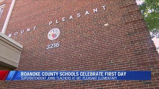Roanoke County superintendent greets students at Mount Pleasant Elementary School