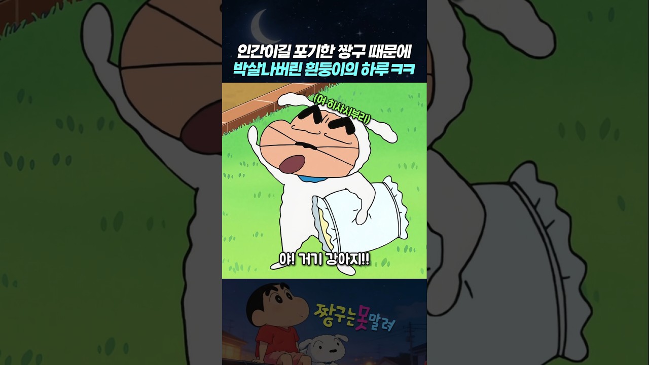 인간이길 포기한 짱구 때문에 박살나버린 흰둥이의 하루 ㅋㅋ