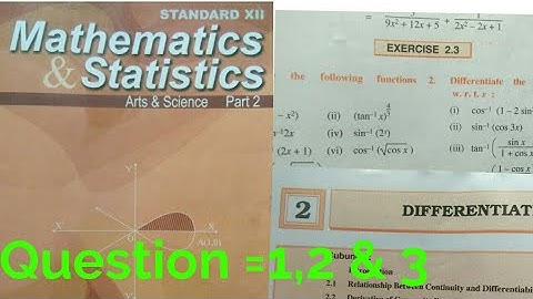 Exercise 2.3,Differentiation,12th Maths2 State board, HSC ,Derivative of Inverse trigonometrFunction
