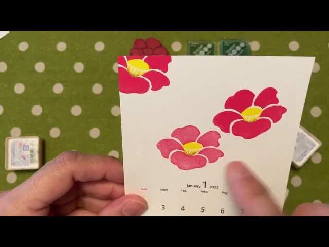 消しゴムはんこで椿