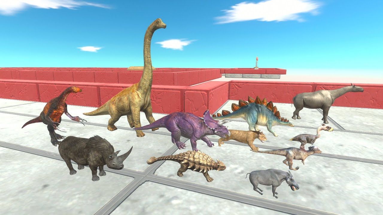 Speed Race Herbivore Dinosaurs vs Prehistoric Mammals Tournament - Animal Revolt Battle Simulator