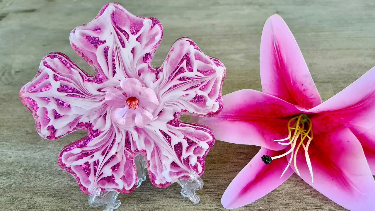 1066 Pink And White 3D Resin Bloom In Flower Shaped Silicone Coaster Mold YouTube