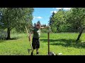 Two handed axe handling training.