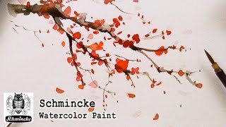 Easy to Paint a Cherry Blossom Tree for Beginners | Schmincke Watercolor Paint