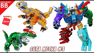 Speed Build Dinobots Combiner ⚡️ Grimlock & Skulk, Unboxing and Assembly Lego Qman 6in1 Sura Mecha