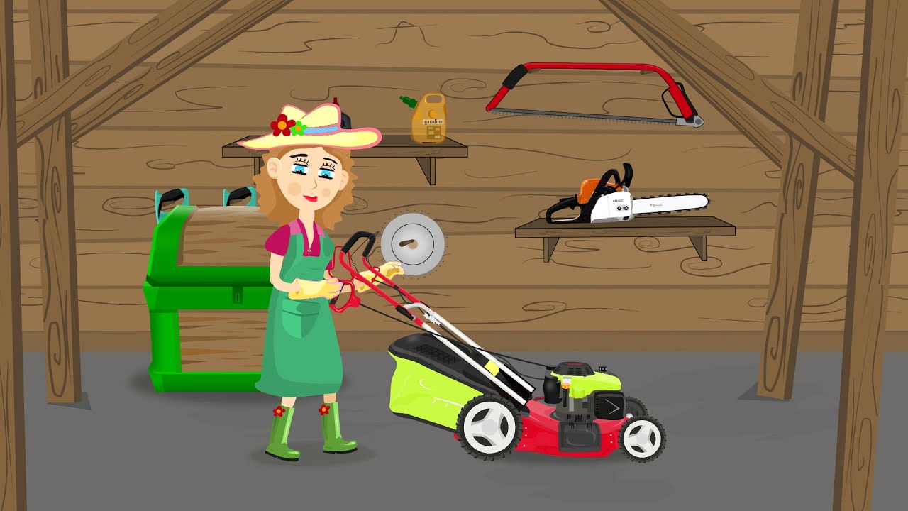 Girl and lawn mower - Cartoon Video For Children & Tractors For Kids |  Dziewczyna i Kosiarka - YouTube