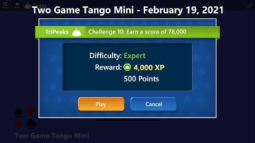 Two Game Tango Mini Game #10 | February 19, 2021 Event | TriPeaks Expert