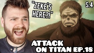 EREN AND ZEKE FINALLY!?! | ATTACK ON TITAN EPISODE 18 | SEASON 4 | New Anime Fan! | REACTION