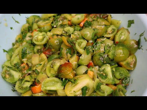 Зеленые помидоры - вкуснейший рецепт маринованных помидор дольками - пряный маринад