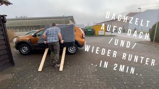 Dachzelt aufs Dach und wieder runter in 2 Minuten , alleine // DIY// Gear Rock Chillkat 140 screenshot 1