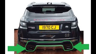 Range Rover Evoque Dynamic Rear Bumper Black Trim Covers / Exhaust Surrounds