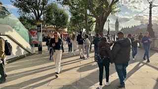 London, England 🏴󠁧󠁢󠁥󠁮󠁧󠁿 Autumn Walk 2023 | South Bank to London Eye - 4K 60fps Walking Tour