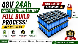 48v 24ah Scooter Lithium Battery Build  Diy Lifepo4 Battery Pack  Smart Daly Bms  Setup