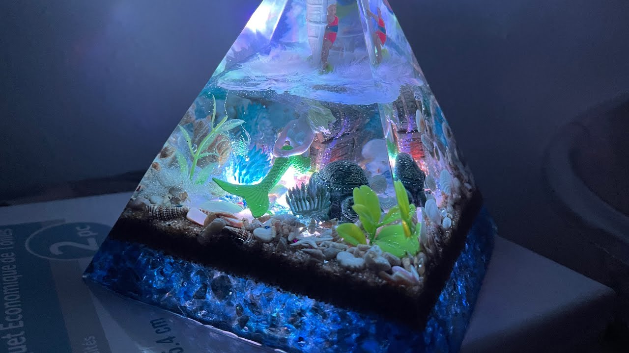 Mermaid dreaming of being human.. resin pyramid night light