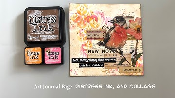 Mixed media art journal page using distress inks and collage.