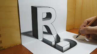 3D Trick Art on Paper, Letter R and its Hole