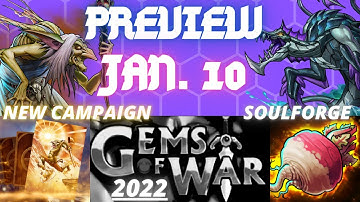 Weekly Preview January 10th 2022 | Gems of War Event Guide | World Event Scoring & Team SOULFORGE