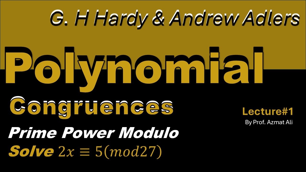 1. Solution of Polynomial Congruences | Prime Power Modulo | Solve 2x≡5(mod27) | Number Theory