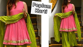 Peplum kurti Cutting and Stitching Easy method Step by Step | Peplum kurta