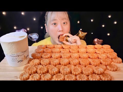 ASMR 韓国で話題！大量の薬菓をバニラアイスにつけて食べる【日本語字幕】【咀嚼音/ Mukbang/ Eating Sounds】