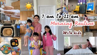 Pakistani Mom 7 am to 11 am Morning Routine with 3 kids| Daily Life Homemaking Routine