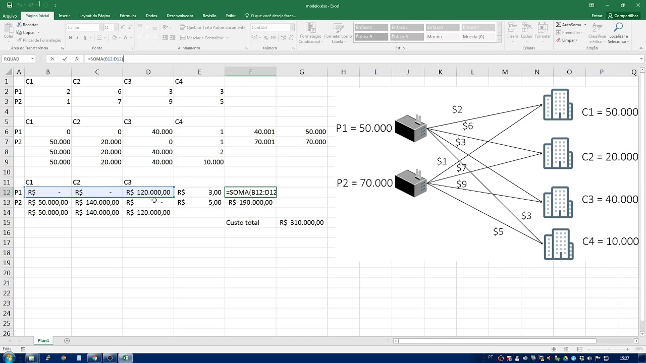 [#14] Modelo de transporte no Excel Exemplo 4 - YouTube