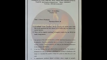 Mock Test:-05(PROBABILITY)CSIR-NET, JEST, TIFR,IIT-JAM,GATE, M.Sc entrance, BARC (PHYSICS GALAXY)