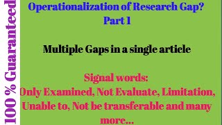 OPERATIONALIZATION OF RESEARCH GAP PART 1 Profile
