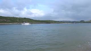 Suances, Cantabria.España. Ría del puerto en verano y barco.