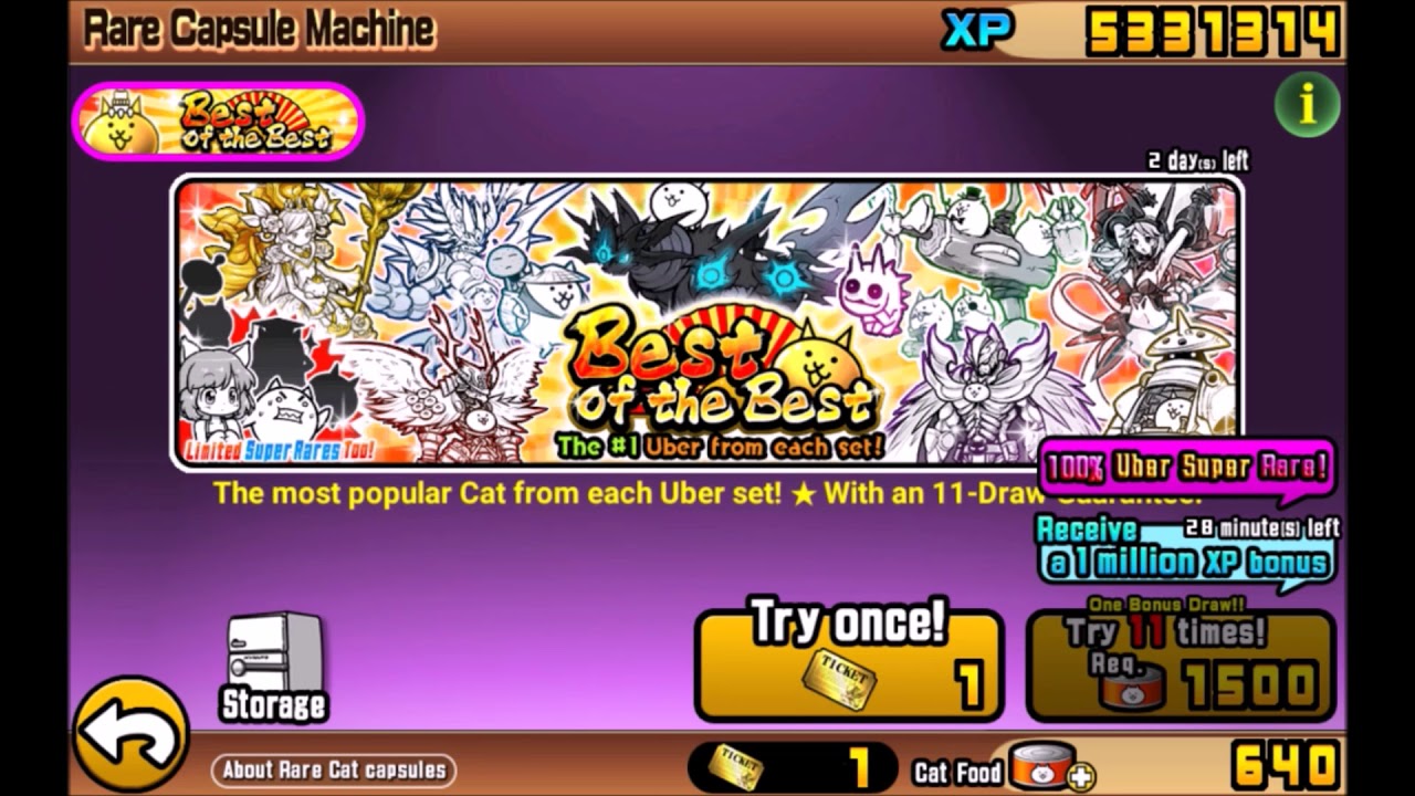 The Battle Cats - 1,500 Cat Food + 1 Rare Ticket In Best of the Best