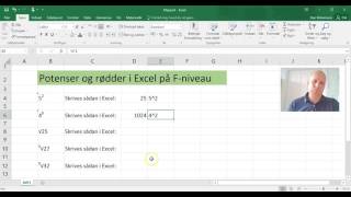 Potenser og rødder i Excel - Matematik FED