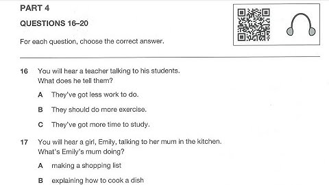 A2 Key For School 1 Test 4 Part 4