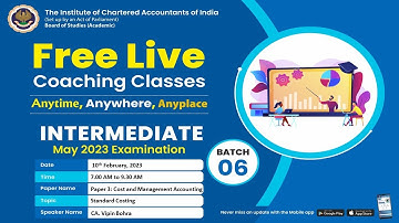 Intermediate Paper 3: CMA | Topic: Standard Costing | Session 1 | 10 Feb, 2023