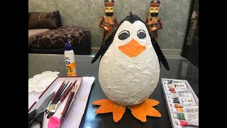 Paper mache: how to make penguin.