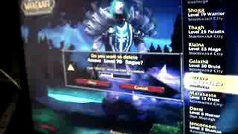 wow delete character