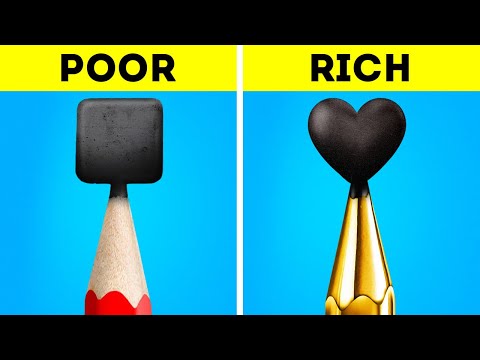 Thumbnail for RICH vs POOR || VIRAL SCHOOL HACKS AND CRAFTS