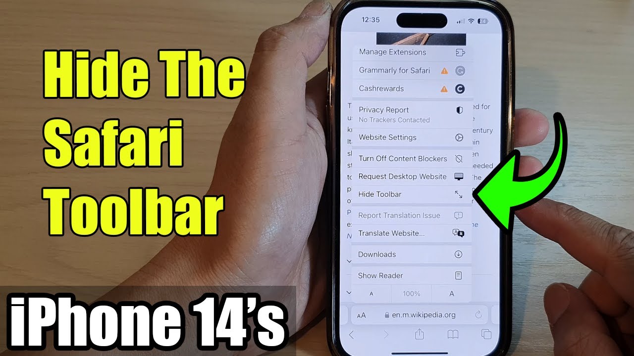 unhide toolbar safari iphone