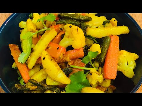 STIR FRY VEGETABLES INDIAN STYLE  Mixed Vegetable Recipe  Vegan Recipe